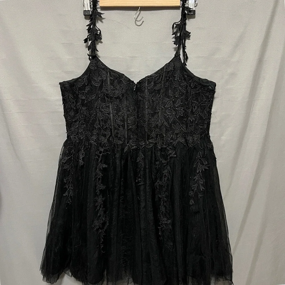 Black Lace Tulle Sheer Party Dress Homecoming Formal Mini‎ Whimsigoth Fairycore